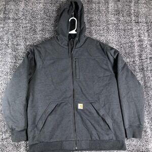Carhartt Hoodie Mens XL Gray Full Zip Relaxed Fit Fleece Workwear TS3312-M